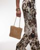 Mango Mango raffia metal hoop detailed shoulder bag in light beige-Neutral - 4