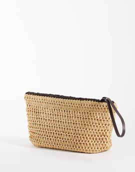 Mango Mango raffia pouch in beige-Neutral
