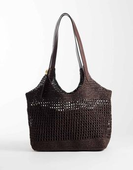 Mango Mango raffia purse with inner lining in brown