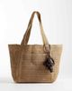 Mango Mango raffia tote bag in beige-Neutral - 1