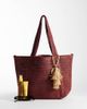 Mango Mango raffia tote bag in berry-Red - 2