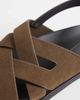 Mango Mango real leather cross strap sandals in brown - 3