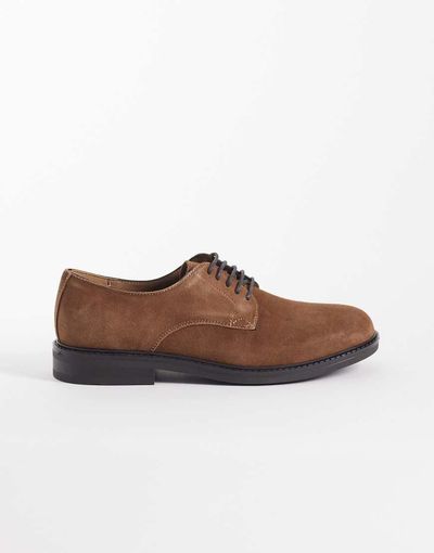 Mango Mango real suede lace up brogues in brown