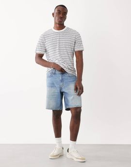 Mango Mango relaxed fit denim shorts in light wash blue