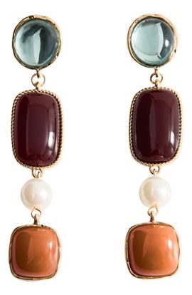MANGO MANGO Resin & Imitation Pearl Tiered Long Earrings