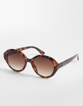 Mango Mango retro round frame sunglasses in tortoise shell-Brown