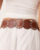 Mango Mango retro studded leather disc belt in brown - 3