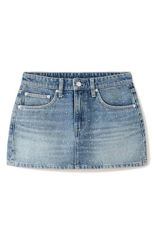 MANGO MANGO Rhinestone Denim Miniskirt
