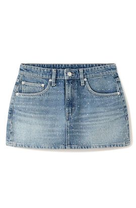 MANGO MANGO Rhinestone Denim Miniskirt