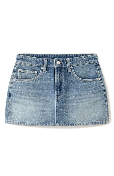 MANGO MANGO Rhinestone Denim Miniskirt