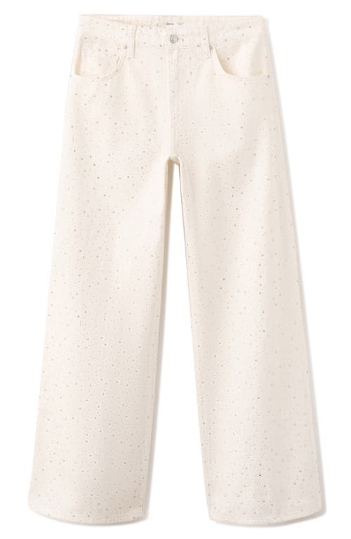 MANGO MANGO Rhinestone Embellished Wide Leg Jeans