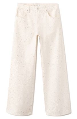 MANGO MANGO Rhinestone Embellished Wide Leg Jeans