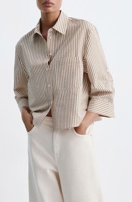 MANGO MANGO Rhinestone Striped Shirt