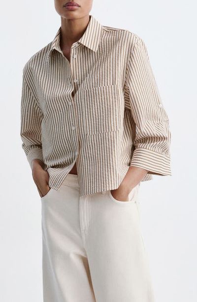 MANGO MANGO Rhinestone Striped Shirt