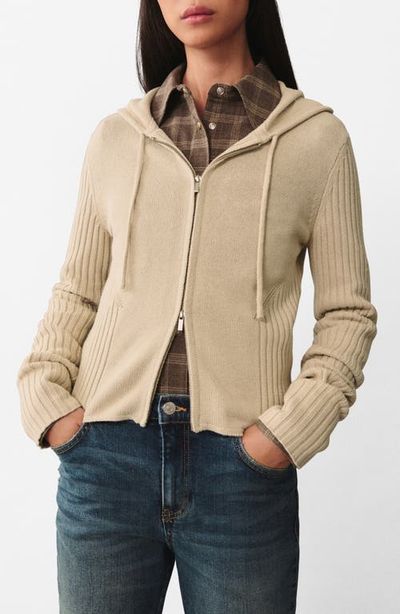 MANGO MANGO Rib Zip Sweater Hoodie