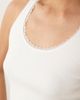 Mango Mango ribbed tank top with lace trim in white - 3
