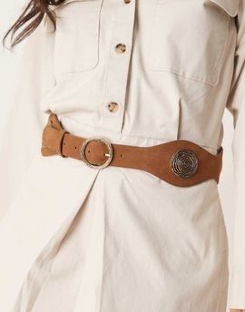 Mango Mango rose emblem leather belt in brown