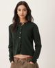 Mango Mango round neck cardigan with gold buttons in forest green - 1