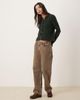 Mango Mango round neck cardigan with gold buttons in forest green - 2