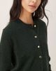 Mango Mango round neck cardigan with gold buttons in forest green - 4