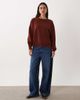 Mango Mango round neck fine knit sweater in burgundy-Red - 3