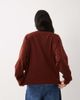 Mango Mango round neck fine knit sweater in burgundy-Red - 4