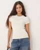Mango Mango round neck short sleeve knit top in white - 1
