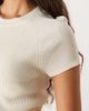 Mango Mango round neck short sleeve knit top in white - 3