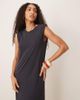 Mango Mango round neck straight fit dress in washed black - 4