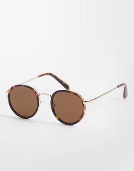 Mango Mango round sunglasses in tortoiseshell effect-Brown