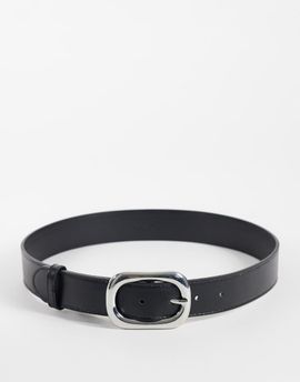 Mango Mango rounded buckle belt in belt-Black