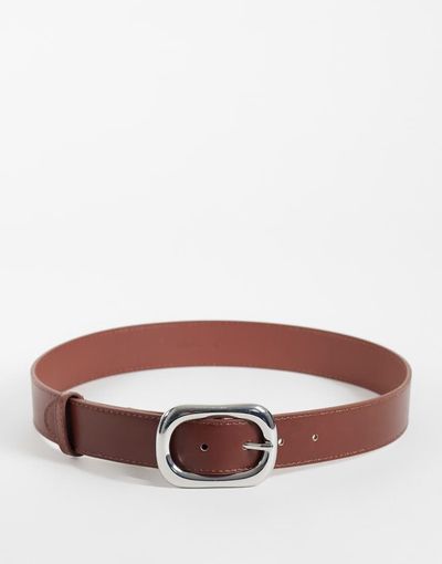 Mango Mango rounded buckle belt in brown