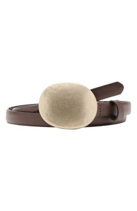MANGO MANGO Rounded Buckle Leather Belt