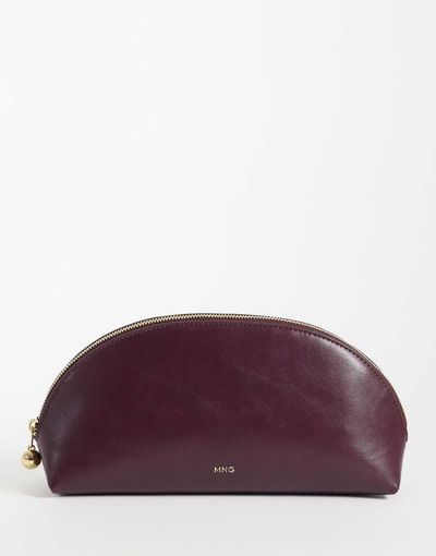 Mango Mango rounded cosmetic bag in burgundy-Red