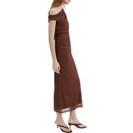 MANGO MANGO Ruched Dot Midi Dress