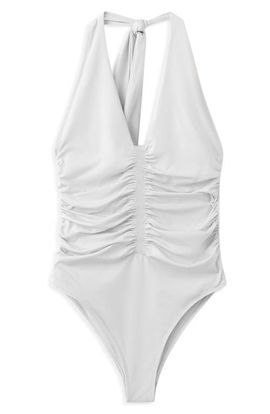 MANGO MANGO Ruched Halter One Piece Swimsuit