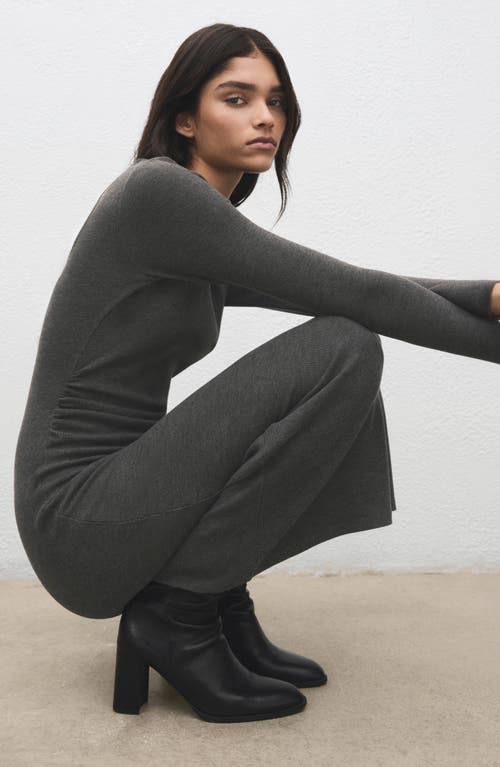 MANGO MANGO Ruched Long Sleeve Knit Maxi Dress
