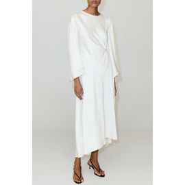 MANGO MANGO Ruched Satin Midi Dress