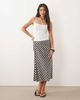 Mango Mango ruched side midi skirt in navy check print - 1