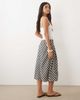 Mango Mango ruched side midi skirt in navy check print - 3