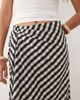Mango Mango ruched side midi skirt in navy check print - 4