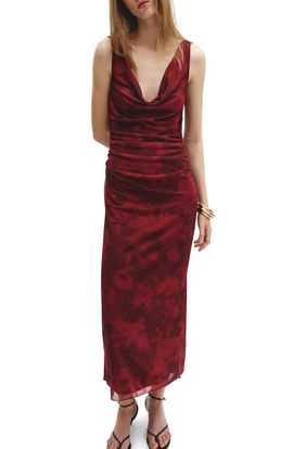 MANGO MANGO Ruched Sleeveless Dress