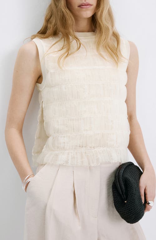MANGO MANGO Ruched Sleeveless Mesh Overlay Knit Sweater