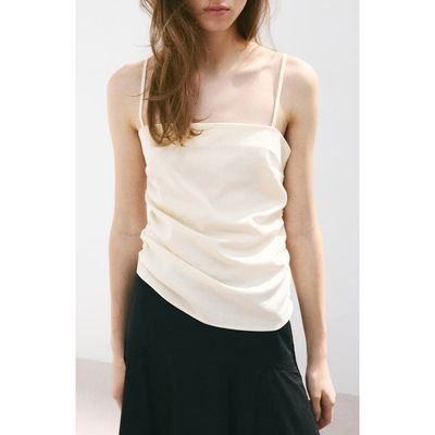 MANGO MANGO Ruched Square Neck Camisole