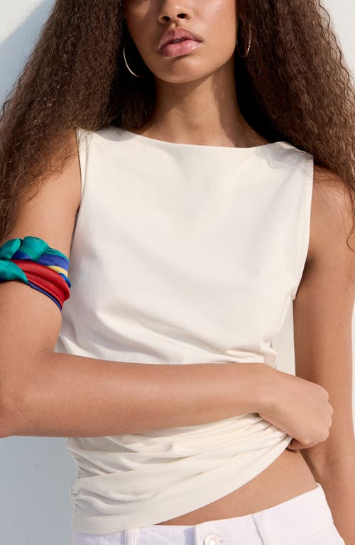 MANGO MANGO Ruched Stretch Cotton Sleeveless Top