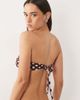 Mango Mango ruched tie back polka dot bandau bikini top in brown - 2