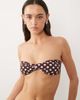 Mango Mango ruched tie back polka dot bandau bikini top in brown - 4