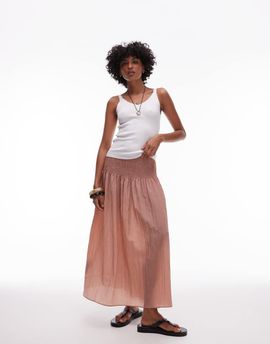 Mango Mango ruched top boho skirt in light pink