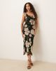 Mango Mango ruffle trim sleeveless maxi dress in dark-based floral print-Black - 1