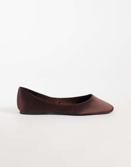 Mango Mango satin ballet flats in brown